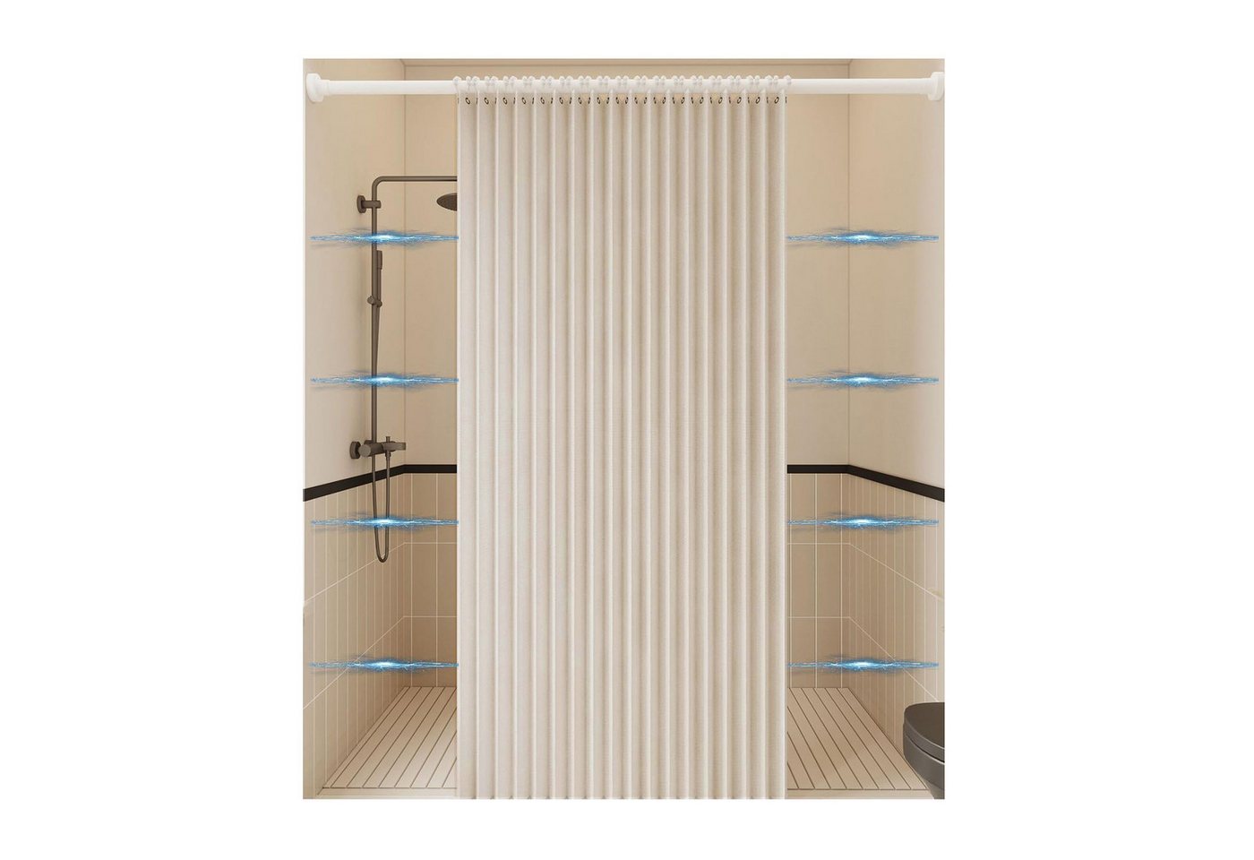 Coonoor Duschvorhang Wasserdichter Magnet-Falt-Duschvorhang, Anti-Schimmel Vorhang Breite 120 cm (1-tlg), Ideal für Badezimmer, Türrahmen, Schlafzimmer und als Raumteiler von Coonoor
