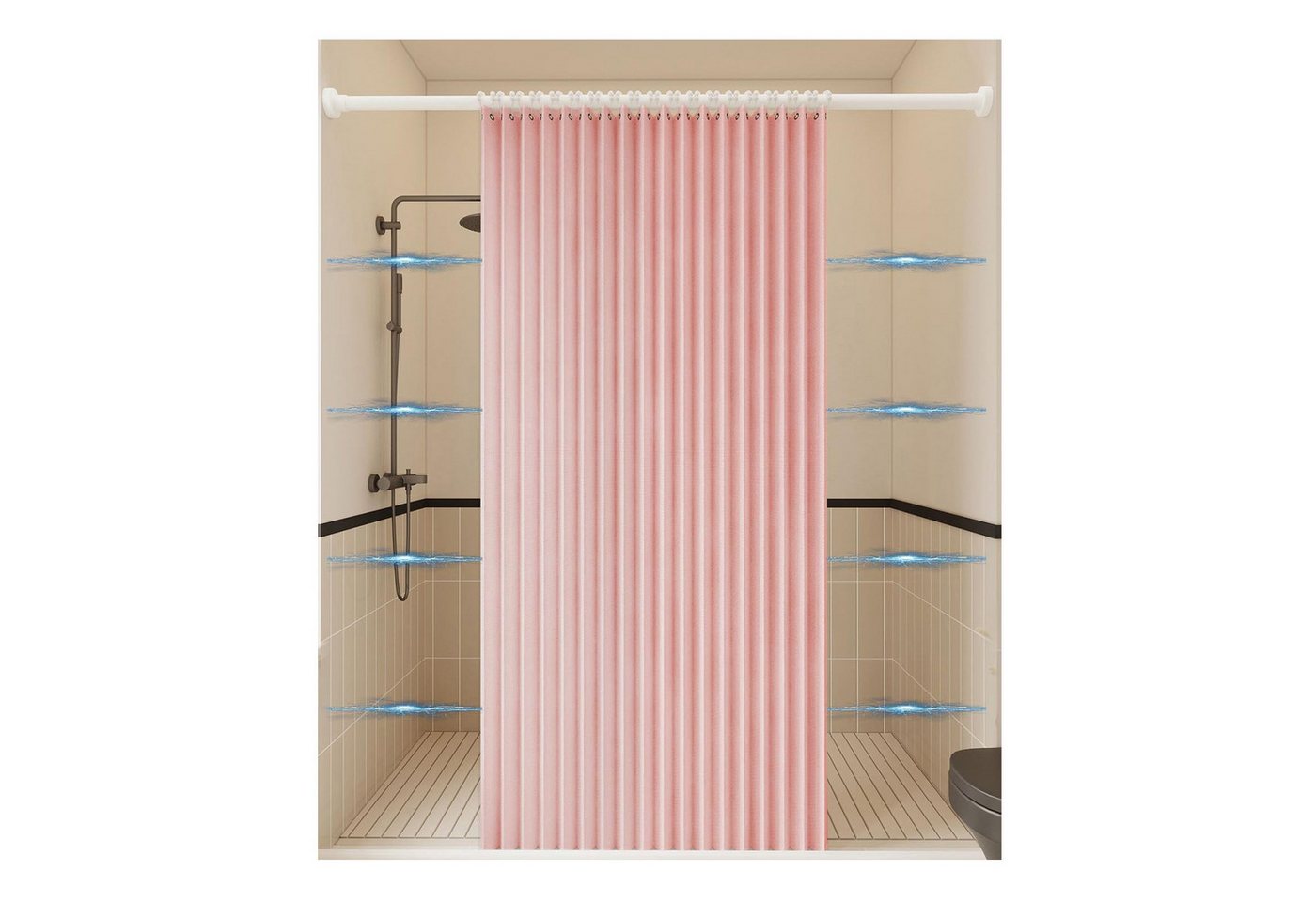 Coonoor Duschvorhang Wasserdichter Magnet-Falt-Duschvorhang, Anti-Schimmel Vorhang Breite 220 cm (1-tlg), Ideal für Badezimmer, Türrahmen, Schlafzimmer und als Raumteiler von Coonoor