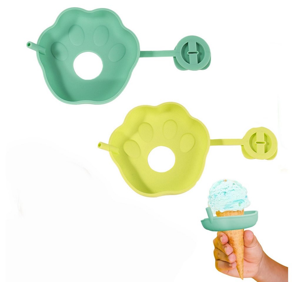Coonoor Eisform 4 Stück Tropffrei Eis am Stiel-Halter für Kinder,Silikon Eishalterung, (Wiederverwendbarer Eis Halter mit Strohhalm 2-tlg), Eis Tropfschutz für Jungen& Mädchen,für Kleinkinder Mess Free von Coonoor