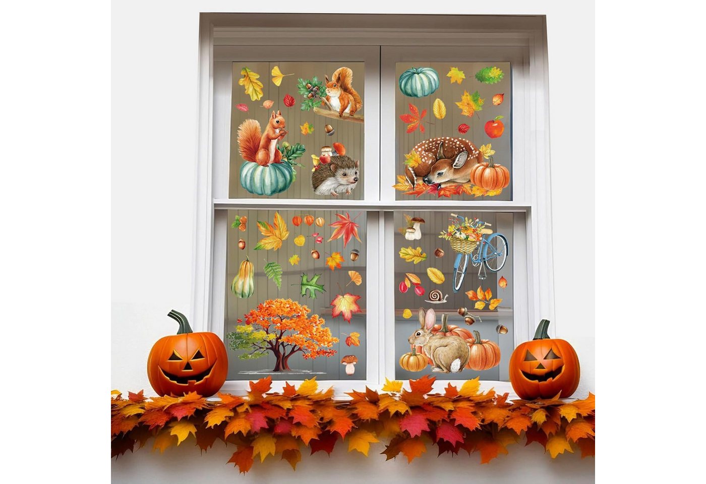 Coonoor Fensterbild 9 Aufkleber im Set Fensterbilder Herbst Selbstklebend, Herbstdeko Fenster Fall Decor Ahornblätter Kürbis Coonoor Fensterbild 9 Aufkleber im Set Fensterbilder Herbst Selbstklebend, Herbstdeko Fenster Fall Decor Ahornblätter Kürbis von Coonoor