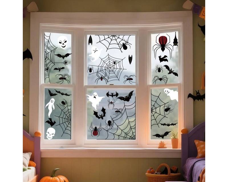 Coonoor Fensterfolie 15 Stück Halloween Fensterbilder,Halloweendeko Fenstersticker von Coonoor