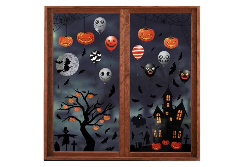 Coonoor Fensterfolie Halloween weiße Geister Fensteraufkleber, Fledermäuse, schwarze Katzen. gruselige Kürbis Fensteraufkleber von Coonoor