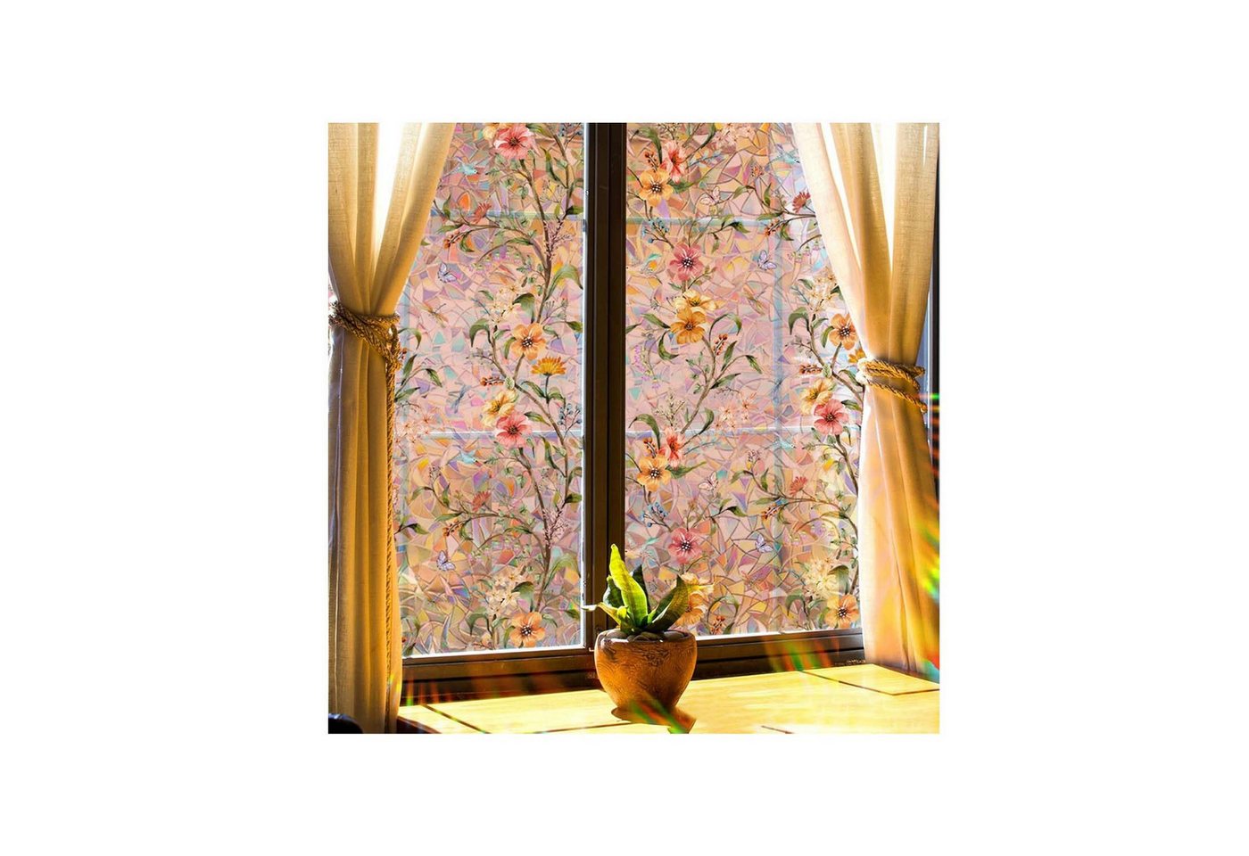 Coonoor Fensterfolie Statisch Haftende Blumen Fensteraufkleber Blickdichte Regenbogen Coonoor Fensterfolie Statisch Haftende Blumen Fensteraufkleber Blickdichte Regenbogen von Coonoor
