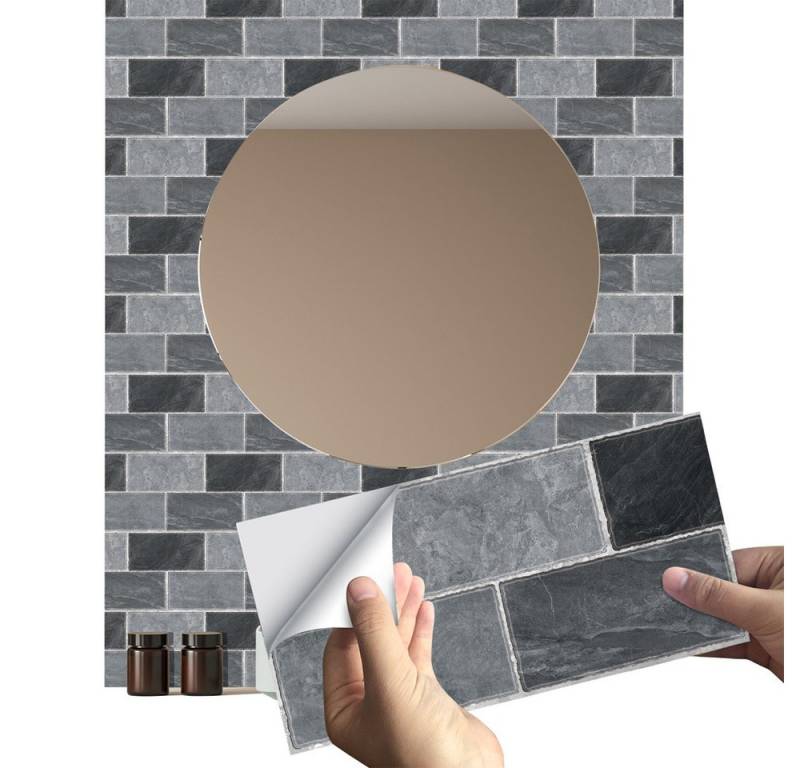 Coonoor Fliesenaufkleber 10 Stück Küchenrückwand Fliesenaufkleber Wasserdicht Ölfest (10 St), Selbstklebende Wandfliese für Küche Badezimmer Wohnzimmer von Coonoor