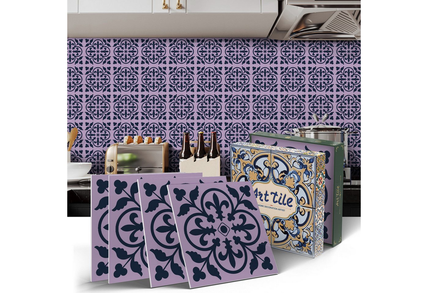 Coonoor Fliesenaufkleber Küchenfliesenaufkleber, wasserdichte Fliesenaufkleber, 3D-Tapete, (12 St), selbstklebende 3D-Wandtattoos, 15 x 15 cm, 12 Stück von Coonoor