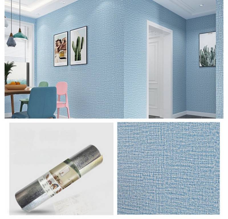 Coonoor Fliesenaufkleber Strukturierte Leinen Tapete, Selbstklebend, Pr?gefolie Wandtapete (Strukturiertes Kontaktpapier für Schränke), Tapete aus Kunstleinen Stoff Vinyl Selbstklebend von Coonoor