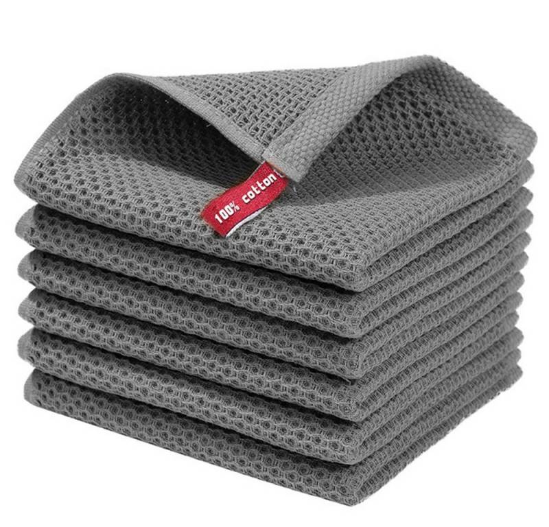Auledio Geschirrtuch 100% Baumwolle,34 x 34 cm,Weiche Küchentücher Geschirrtuch Spüllappen, (6-tlg) von Auledio