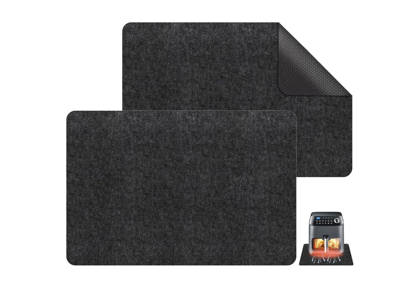 Coonoor Grillplatte 2er Set Hitzebeständige Unterlage 44×30 cm Filzmatte rutschfest (2-St), für Heißluftfritteuse, Mikrowelle & Kaffeemaschine von Coonoor