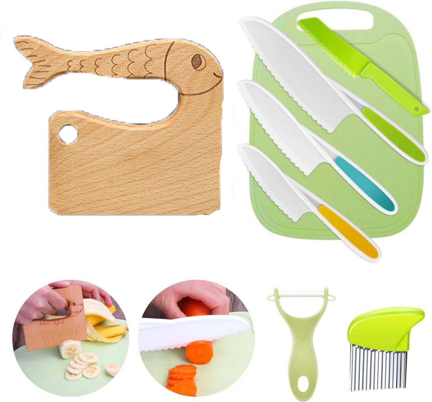 Coonoor Kinderkochmesser 8-teiliges Kinder-Küchenmesser-Set zum Schneiden und Kochen von Coonoor