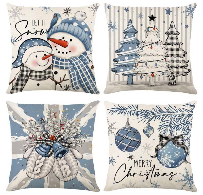 Coonoor Kissenbezug Weihnachtsdekoration Kissenbezüge 45 x 45 cm, (4 Stück), Weihnachts Cartoon Kissenbezüge Coonoor Kissenbezug Weihnachtsdekoration Kissenbezüge 45 x 45 cm, (4 Stück), Weihnachts Cartoon Kissenbezüge von Coonoor