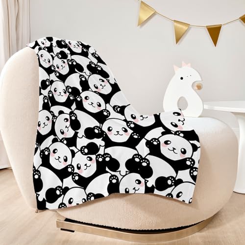 Coonoor Kuscheldecke Flauschig - Panda-Cartoon Kuscheldecke Fleecedecke Weiche, 100x130cm Flauschige Decke Sofadecke Couchdecke Wohndecke für Couch Bett Sofa von Coonoor