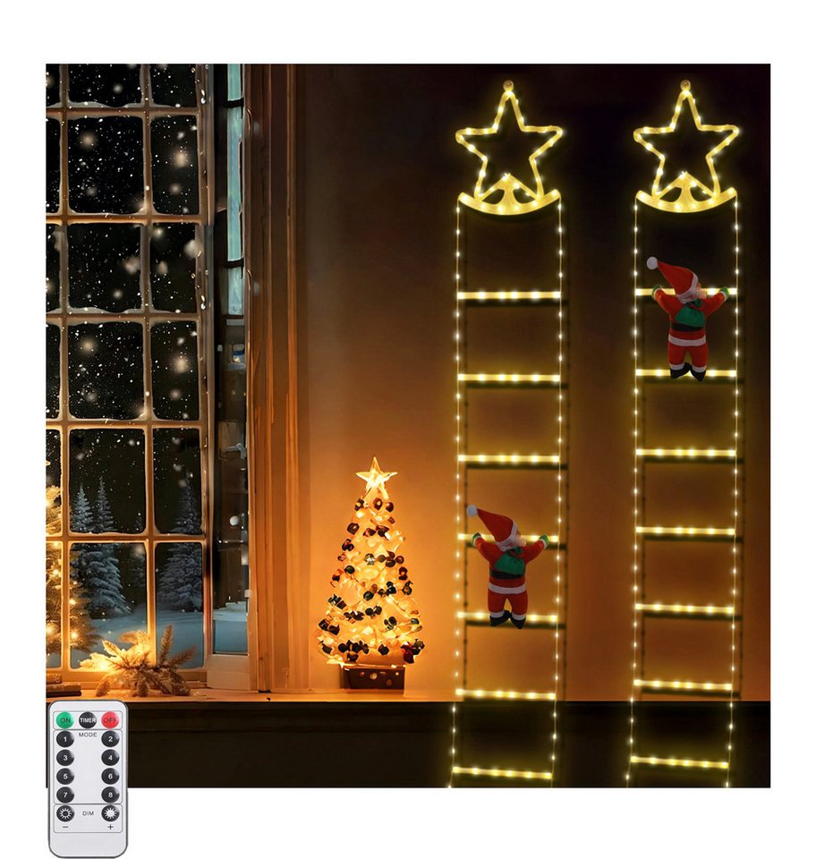 Coonoor LED Dekofigur Weihnachtsmann auf Leiter, Weihnachtsdekoration, Wasserdicht, SZ3, 8 Leuchtfunktionen dimmbar,Timer,für In-/Outdoor,Helligkeitsregelung Coonoor LED Dekofigur Weihnachtsmann auf Leiter, Weihnachtsdekoration, Wasserdicht, SZ3, 8 Leuchtfunktionen dimmbar,Timer,für In-/Outdoor,Helligkeitsregelung von Coonoor