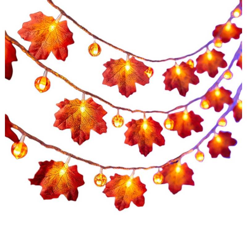 Coonoor LED-Lichterkette 3M 20LED Halloween Deko Herbst Ahornblatt Girlande Lichterkette, für Halloween Theme Erntedankfest Weihnachtsfeiern von Coonoor