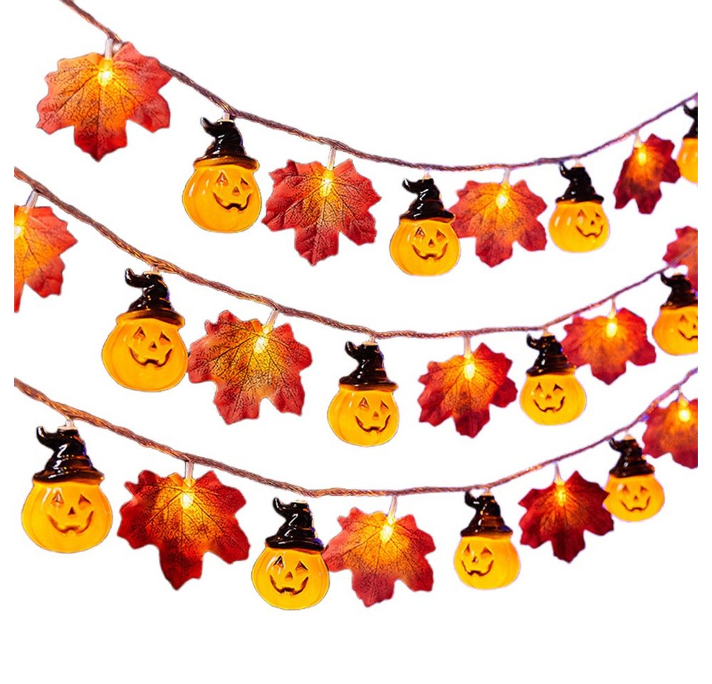 Coonoor LED-Lichterkette 3M 20LED Halloween Deko Herbst Ahornblatt Girlande Lichterkette, für Halloween Theme Erntedankfest Weihnachtsfeiern von Coonoor