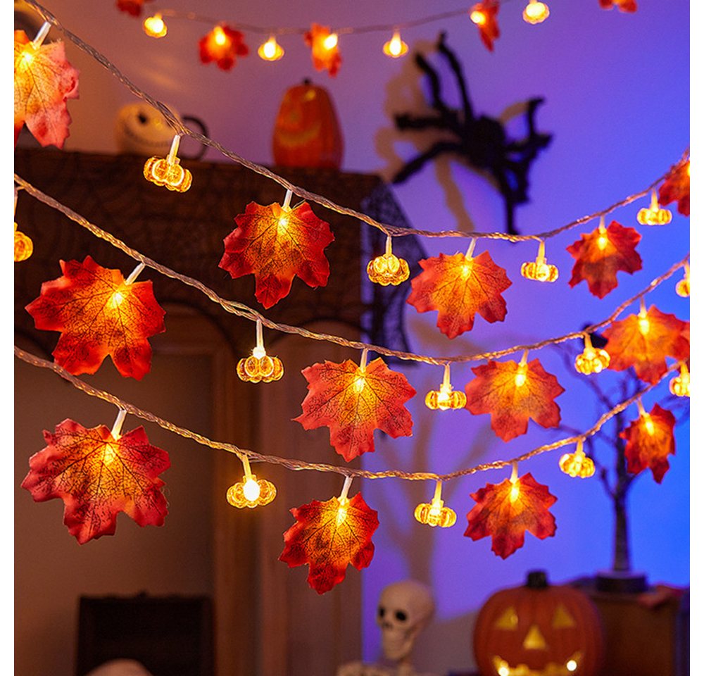Coonoor LED-Lichterkette 3M 20LED Halloween Deko Herbst Ahornblatt Girlande Lichterkette, für Halloween Theme Erntedankfest Weihnachtsfeiern von Coonoor