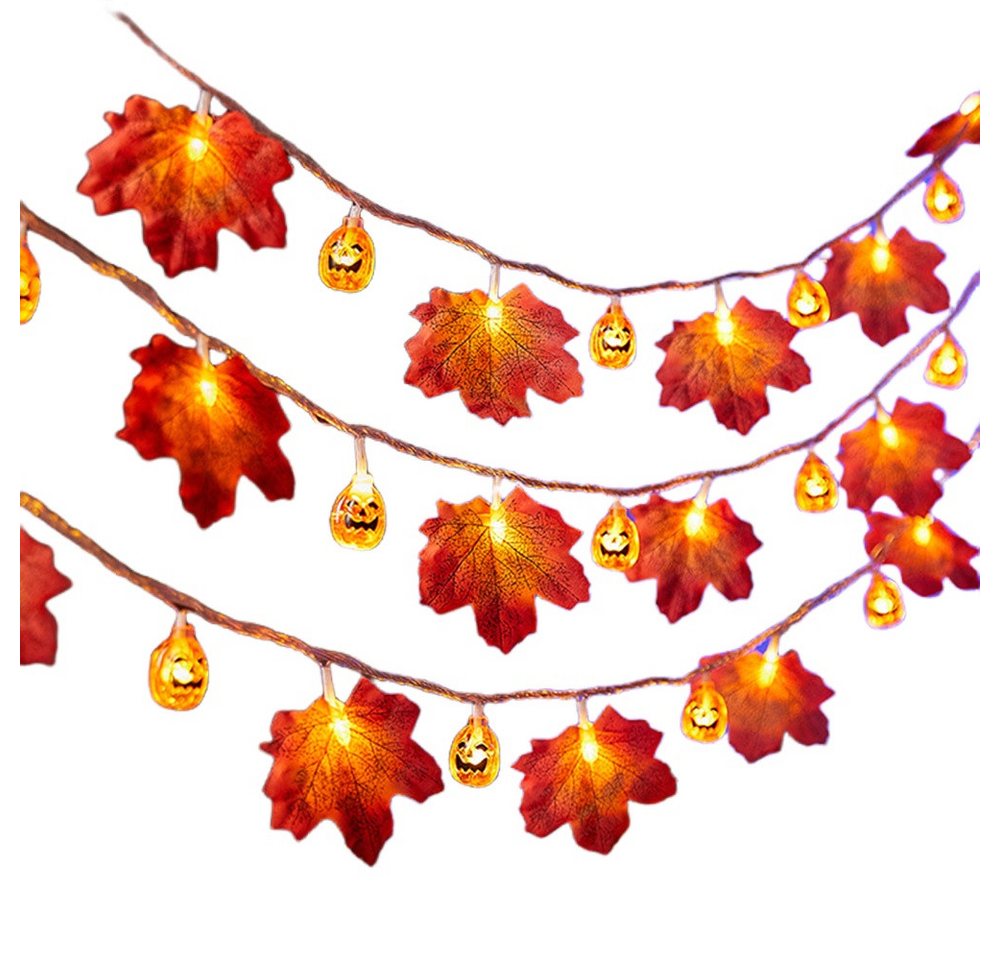 Coonoor LED-Lichterkette 3M 20LED Halloween Deko Herbst Ahornblatt Girlande Lichterkette, für Halloween Theme Erntedankfest Weihnachtsfeiern von Coonoor