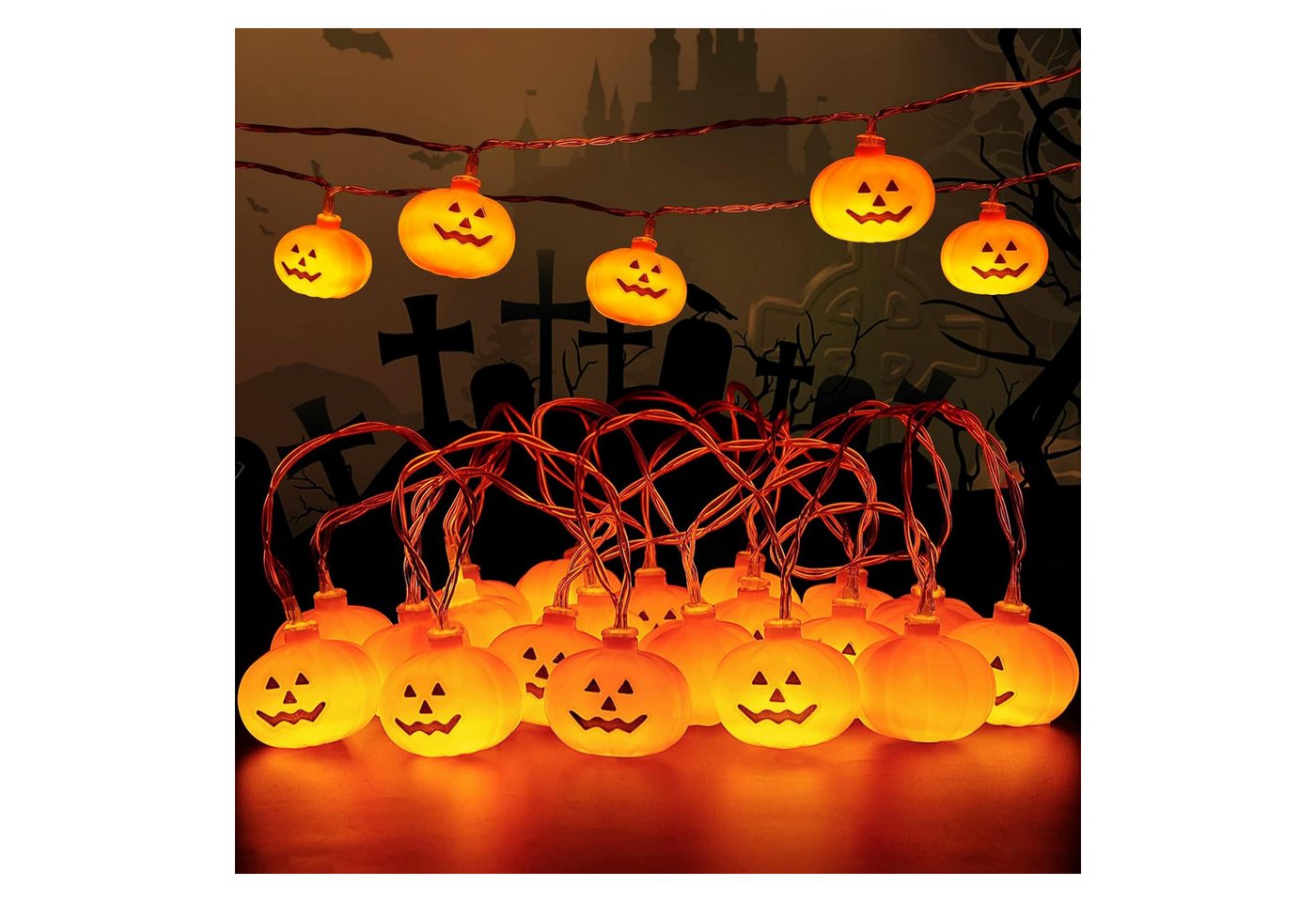 Coonoor LED-Lichterkette LED orange Kürbislichter Lichterkette, Halloween Feenlichterkette Coonoor LED-Lichterkette LED orange Kürbislichter Lichterkette, Halloween Feenlichterkette von Coonoor
