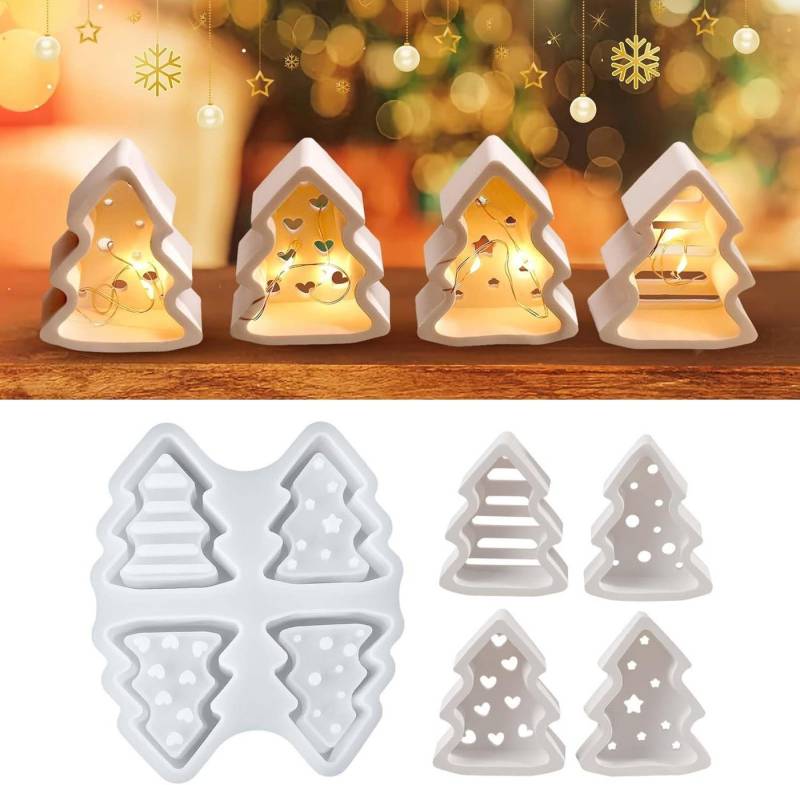 Coonoor Modellierwerkzeug 4 Stück Silikonform Weihnachten, Silikon Gießform Kerzenform, (4 St) von Coonoor