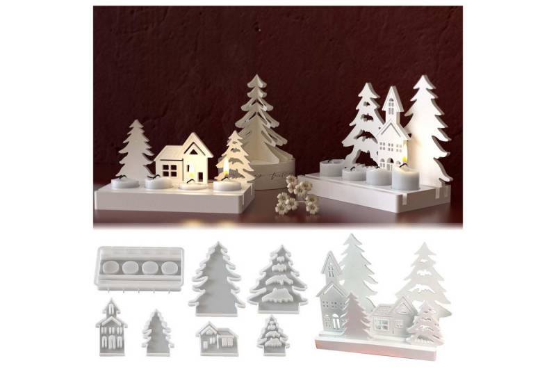 Coonoor Modellierwerkzeug 7-teiliges Silikonform-Set Weihnachten – Kerzenhalter, Weihnachtsbaum, (7 St), DIY Gießformen für Epoxidharz und Gipsguss von Coonoor
