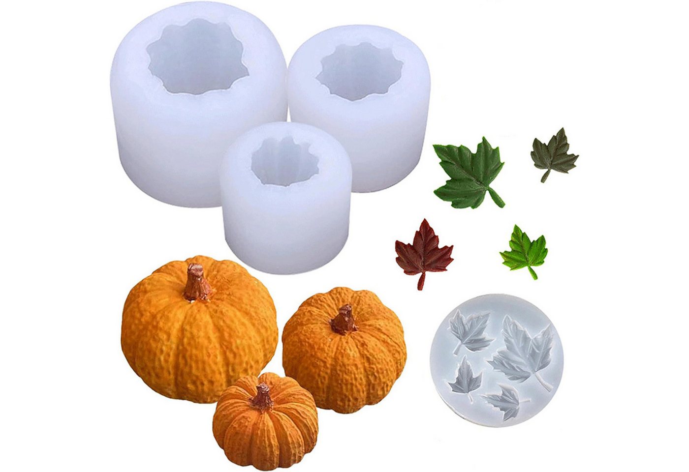 Coonoor Modellierwerkzeug Halloween Silikonform 3D Kürbis Set DIY Gießform, für Herbsternte & Thanksgiving von Coonoor
