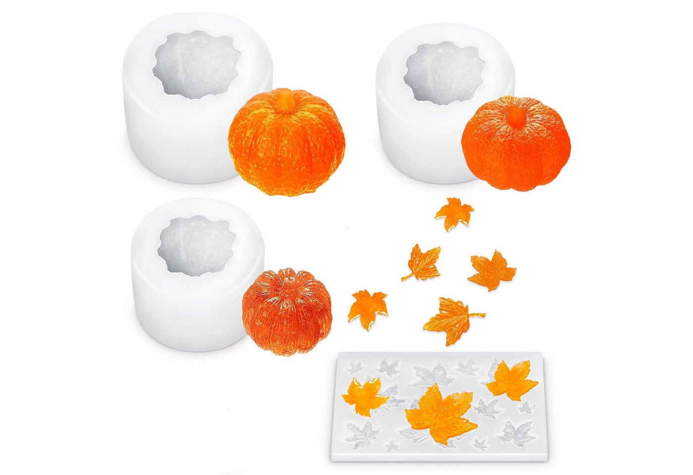 Coonoor Modellierwerkzeug Halloween Silikonform 3D Kürbis Set DIY Gießform, für Herbsternte & Thanksgiving Coonoor Modellierwerkzeug Halloween Silikonform 3D Kürbis Set DIY Gießform, für Herbsternte & Thanksgiving von Coonoor