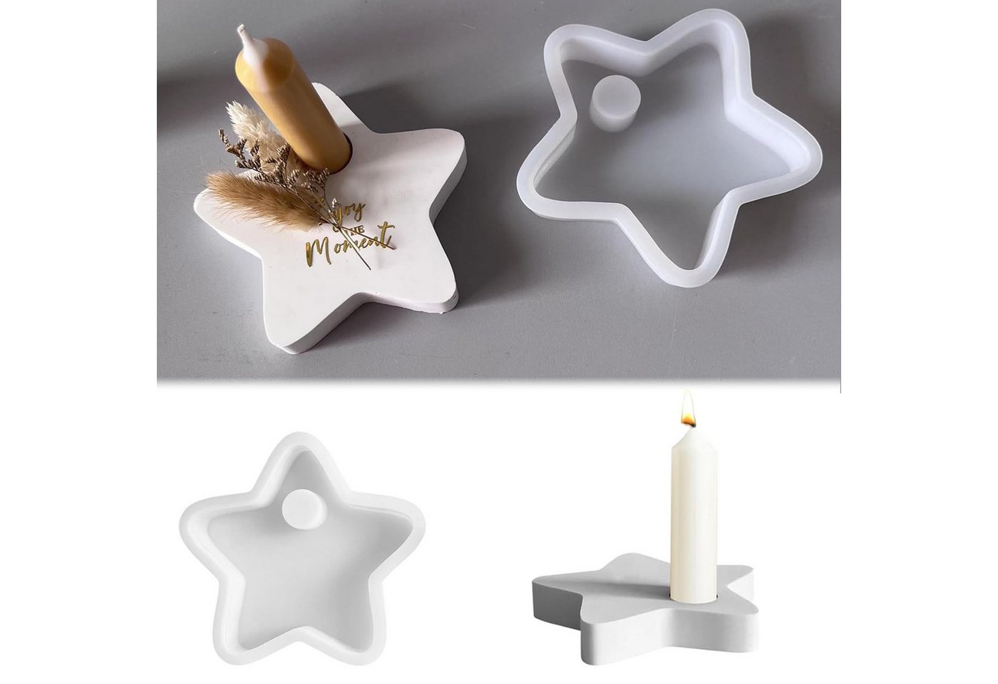 Coonoor Modellierwerkzeug Silikonformen Gießformen Stern, Silikonform Stern Kerzenhalter, (1 St), Weihnachten Sterne Silikonform von Coonoor