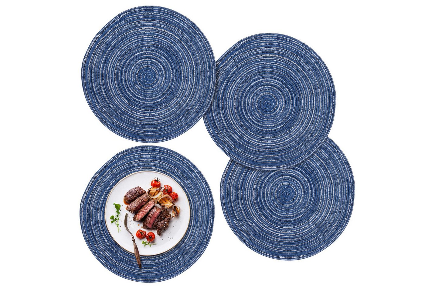 Coonoor Platzset 4er Set runde Platzdeckchen, waschbar, hitzebeständig, geflochten, (4-St), im Boho-Stil, ideal für Esstisch, Küche, Hochzeit, Party und Hotel von Coonoor