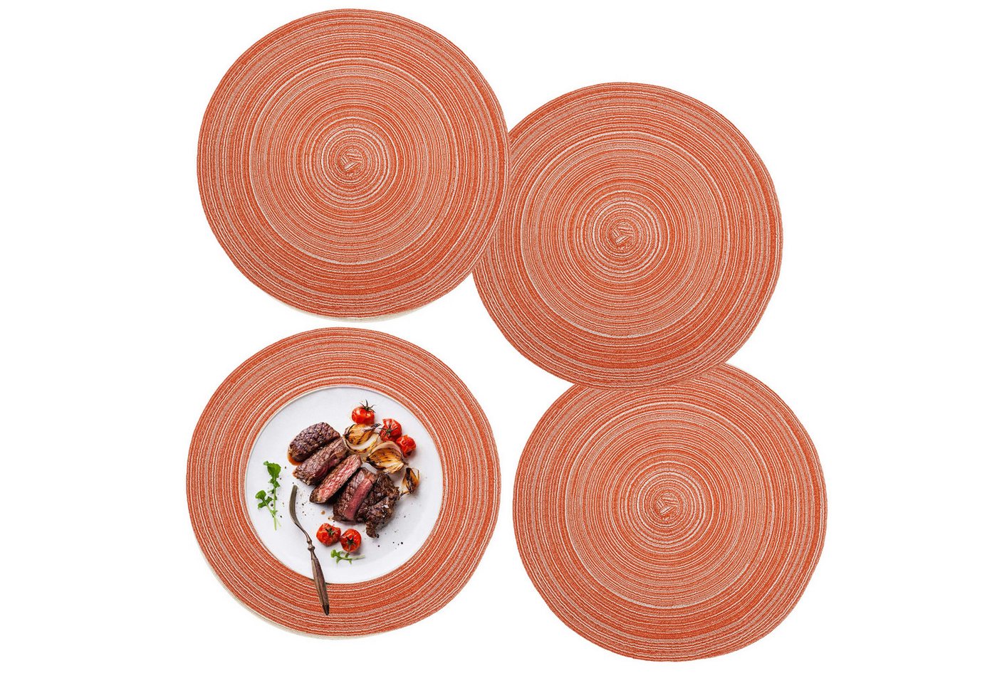 Coonoor Platzset 4er Set runde Platzdeckchen, waschbar, hitzebeständig, geflochten, (4-St), im Boho-Stil, ideal für Esstisch, Küche, Hochzeit, Party und Hotel von Coonoor