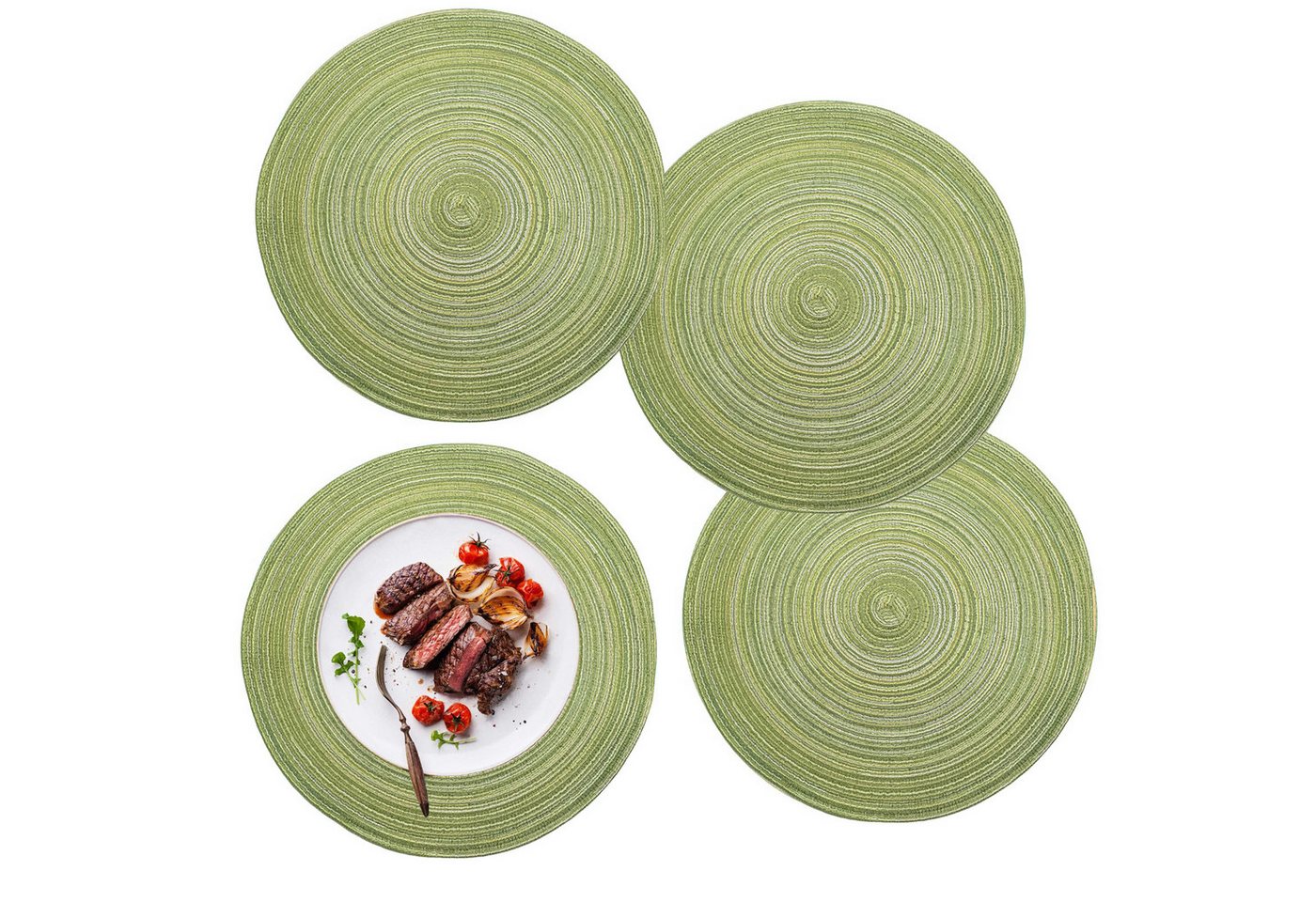 Coonoor Platzset 4er Set runde Platzdeckchen, waschbar, hitzebeständig, geflochten, (4-St), im Boho-Stil, ideal für Esstisch, Küche, Hochzeit, Party und Hotel von Coonoor