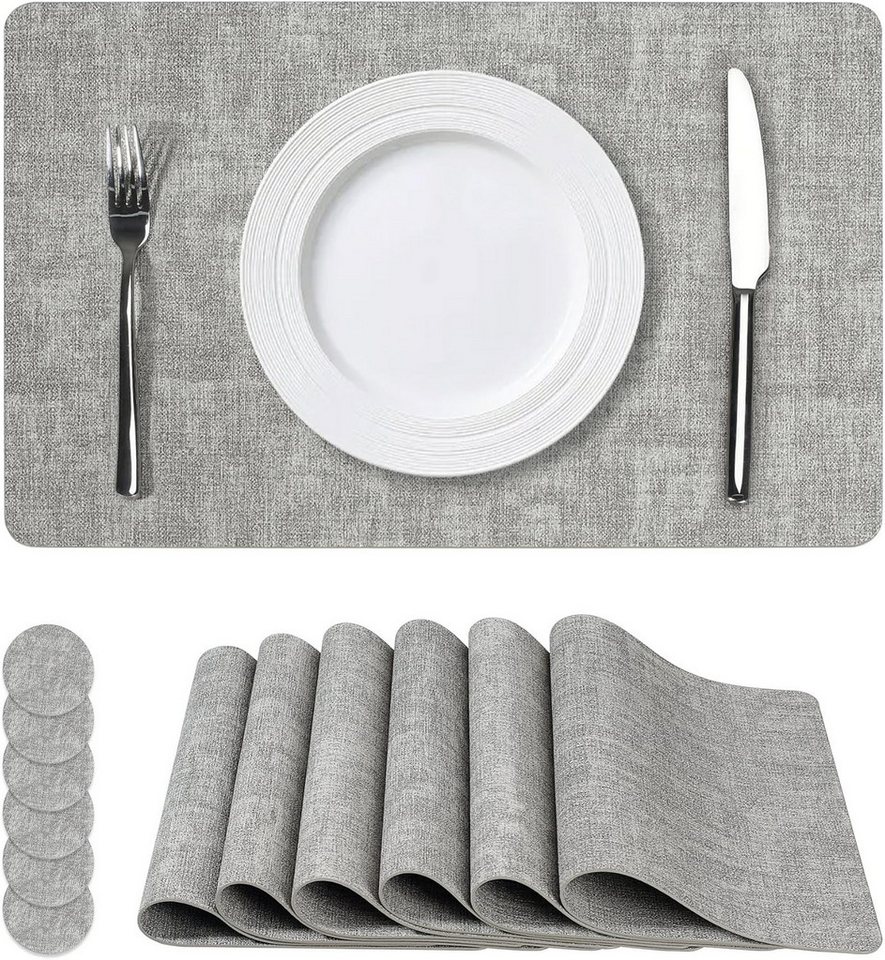 Coonoor Platzset 6er Set Wasserdichte Tischset mit Untersetzer,43x30 cm, (Abwaschbar,Platzsets Abwischbar,Hitzebeständig,Rutschfest, 2-St), für den Esstisch, die Küche oder das Büro,Halloween,Weihnachten von Coonoor