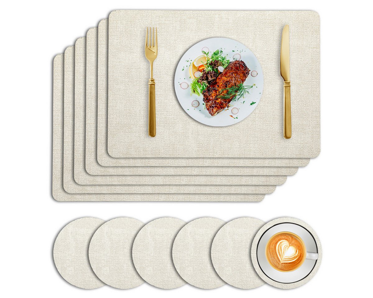 Coonoor Platzset 6er Set Wasserdichte Tischset mit Untersetzer,43x30 cm, (Abwaschbar,Platzsets Abwischbar,Hitzebeständig,Rutschfest, 2-St), für den Esstisch, die Küche oder das Büro,Halloween,Weihnachten von Coonoor