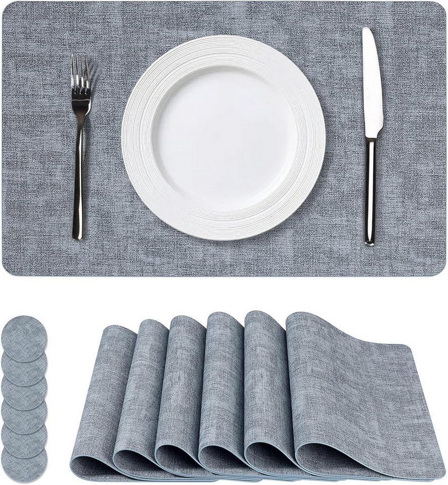 Coonoor Platzset 6er Set Wasserdichte Tischset mit Untersetzer,43x30 cm, (Abwaschbar,Platzsets Abwischbar,Hitzebeständig,Rutschfest, 4-St), für den Esstisch, die Küche oder das Büro,Halloween,Weihnachten von Coonoor