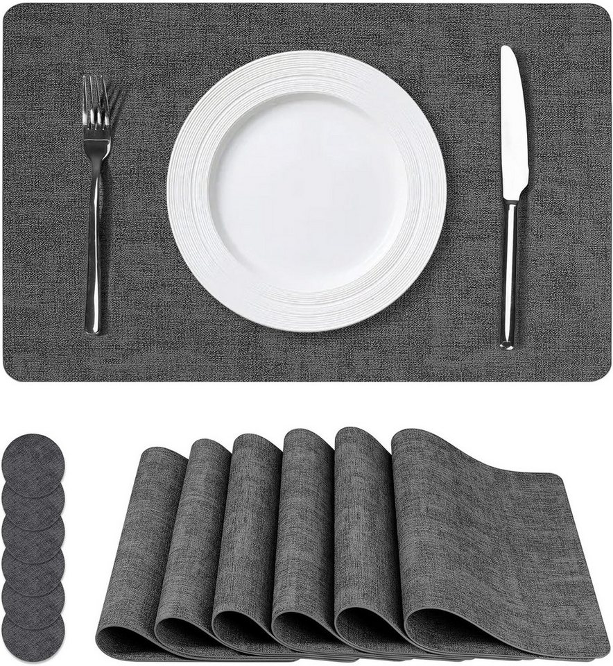 Coonoor Platzset 6er Set Wasserdichte Tischset mit Untersetzer,43x30 cm, (Abwaschbar,Platzsets Abwischbar,Hitzebeständig,Rutschfest, 4-St), für den Esstisch, die Küche oder das Büro,Halloween,Weihnachten von Coonoor