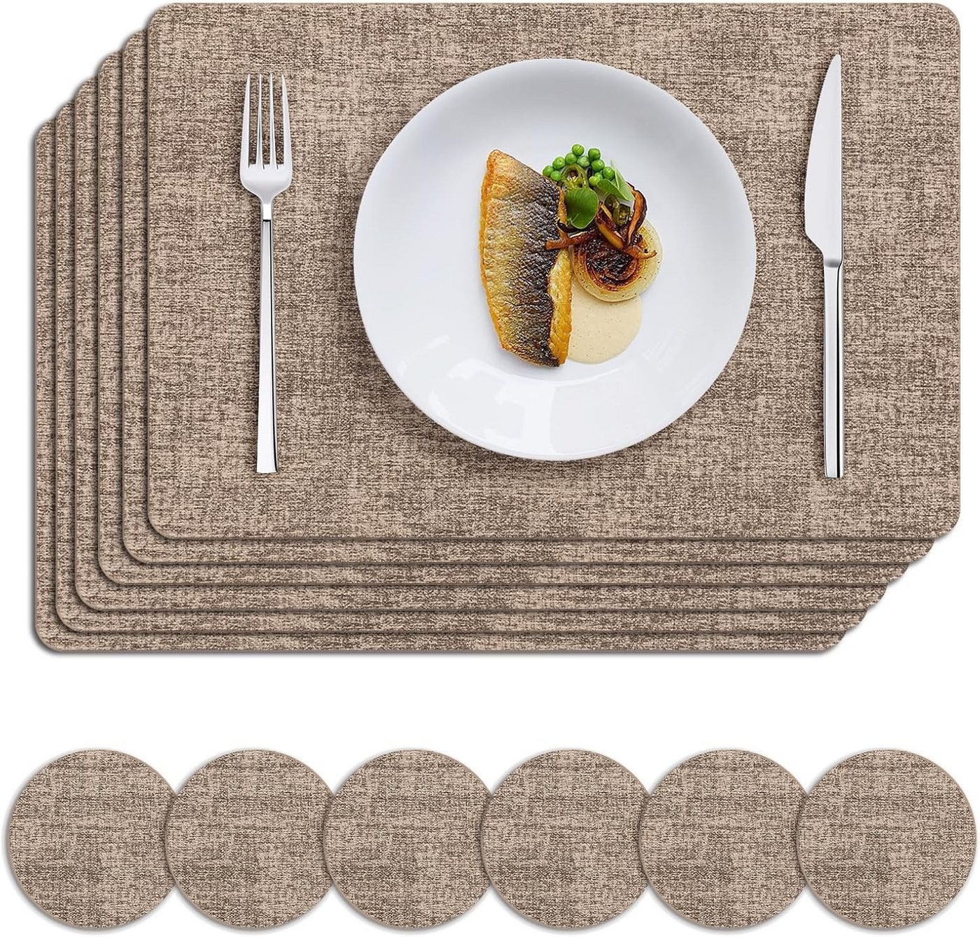 Coonoor Platzset 6er Set Wasserdichte Tischset mit Untersetzer,43x30 cm, (Abwaschbar,Platzsets Abwischbar,Hitzebeständig,Rutschfest, 6-St), für den Esstisch, die Küche oder das Büro,Halloween,Weihnachten von Coonoor