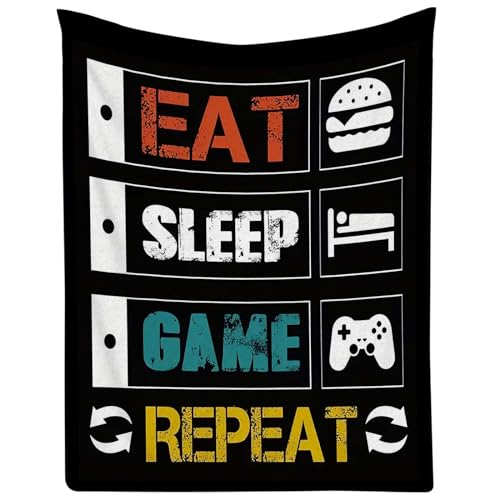 Coonoor Schwarze Kuscheldecke Fleecedecke, Gemütliche Weiche Game Sofa Überwürfe, Warme und Leichte Flanell Gaming Überwürfe Decken für Couch, Bett, Büro, Auto, Reisen (Spiel, 150 x 200cm) von Coonoor