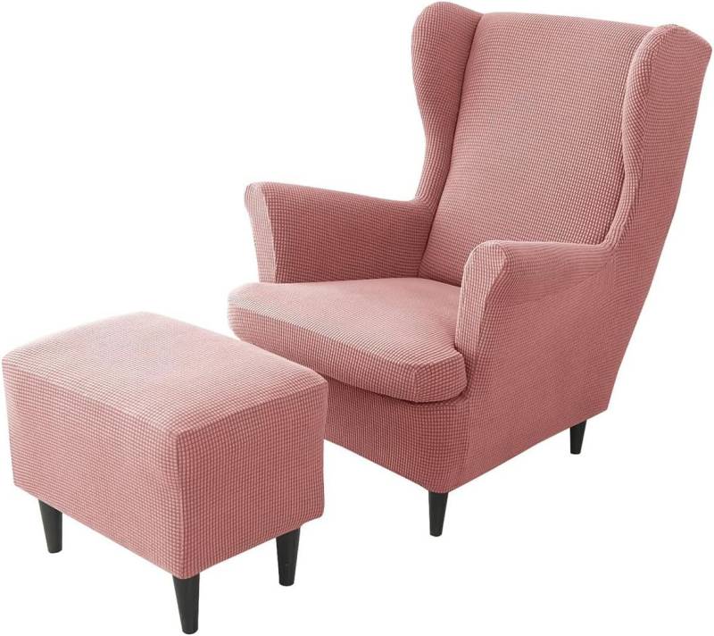 Coonoor Sesselhusse 2-Teilig Ohrensessel Überzug, Sessel-Überwürfe Ohrensessel, Einfarbig Jacquard Stuhlbezug mit Armlehne Hohe Rückenlehne von Coonoor