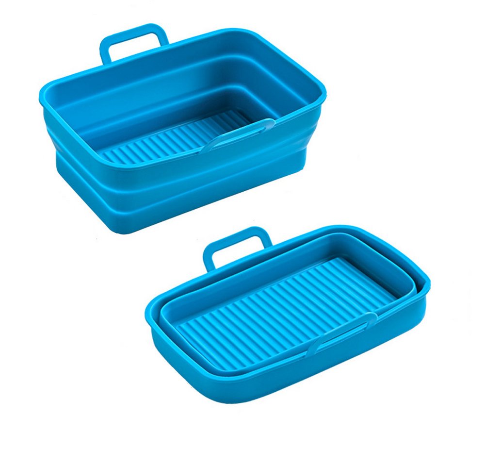 Coonoor Silikonform Faltbare Silikonformen für Heißluftfritteuse, Wiederverwendbarer, (1-tlg), Silikonkorb Rechteckig, Antihaft Backeinsatz für Dual Airfryer Zubehör von Coonoor