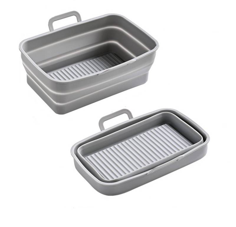 Coonoor Silikonform Faltbare Silikonformen für Heißluftfritteuse, Wiederverwendbarer, (1-tlg), Silikonkorb Rechteckig, Antihaft Backeinsatz für Dual Airfryer Zubehör von Coonoor