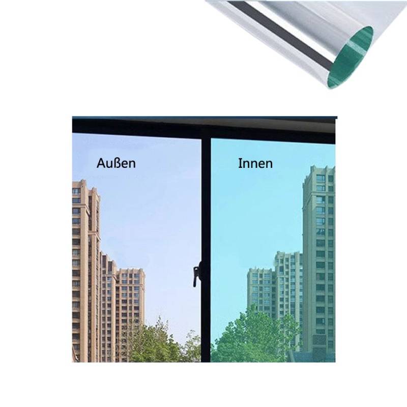Coonoor Sonnenschutz-Fensterfolie UV-Schutz Sonnenschutzfolie Fenster innen oder außen, Spiegelfolie Fenster Sichtschutz Selbstklebend Fensterfolie von Coonoor