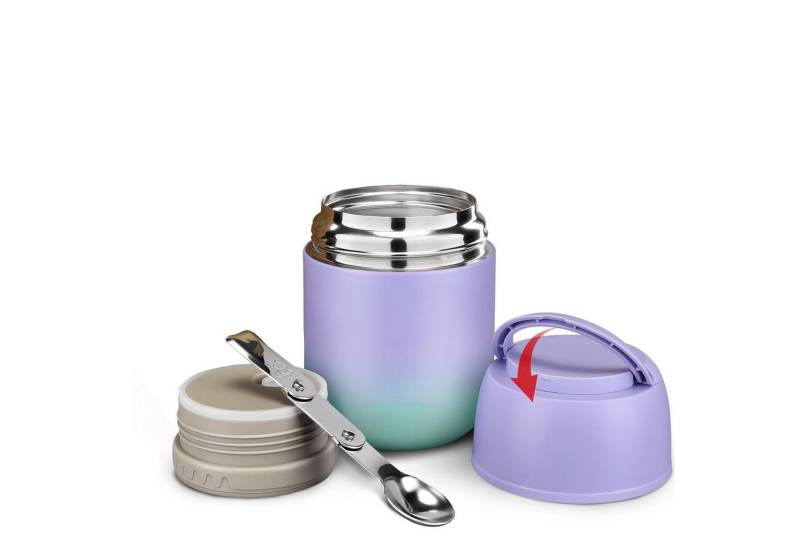 Coonoor Thermobehälter für Essen 500ml Thermobehälter Edelstahl Warmhaltebehälter, mit faltbaren Löffel, Thermo Lunchbox für Heißfutter Kinder Erwachsene von Coonoor