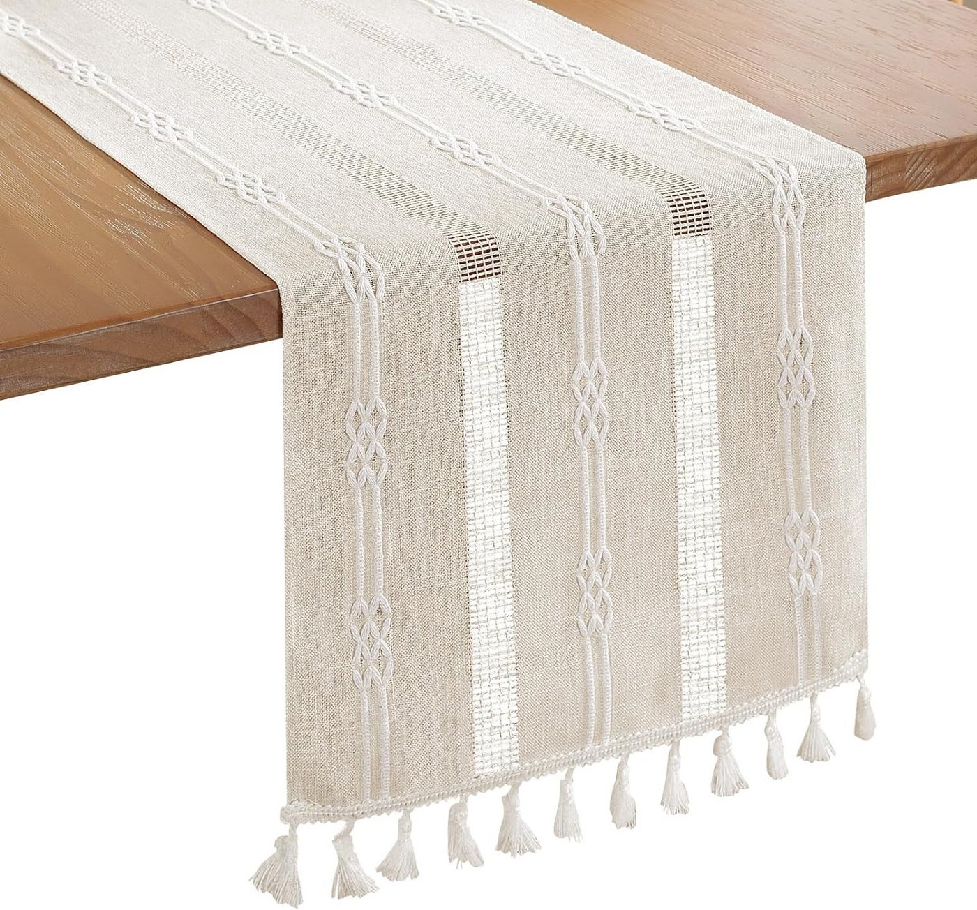 Lollanda Tischläufer Boho Tisch Läufer mit Quasten rustikal Table Runner,32x275 cm von Lollanda