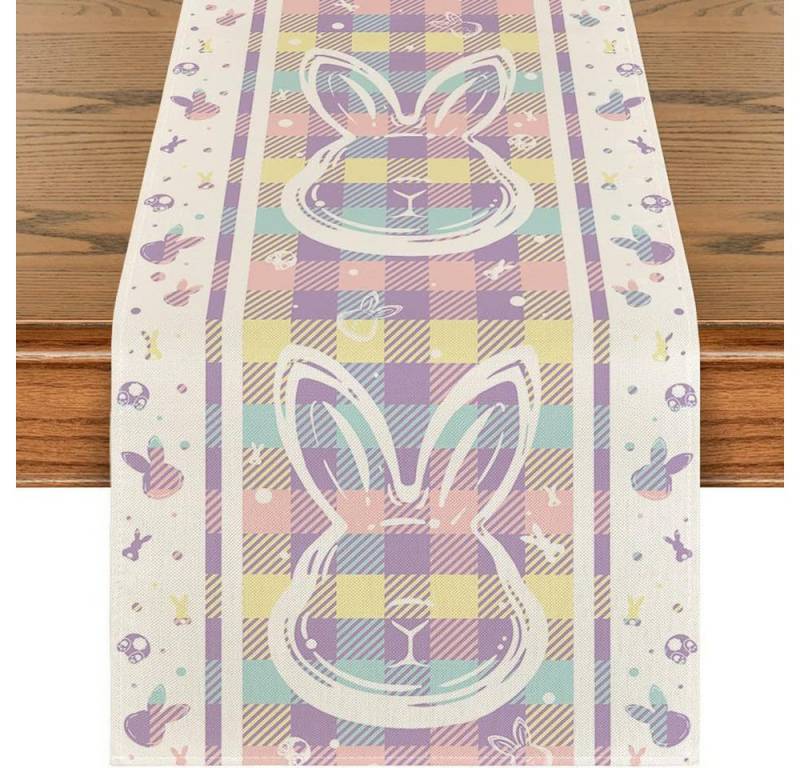 Coonoor Tischläufer Oster Tischläufer Hasen Design, Frühling Dekoration für Esstisch, 40x140 cm, Ideal für Küche & Party von Coonoor