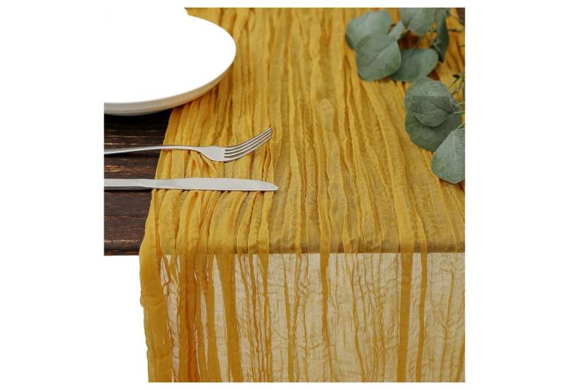 Coonoor Tischläufer Bali-Gaze mit Falten Tischdecke Bohemian Tabelle Flagge (1-tlg), 90 x 300 cm Romantische Tischdecke Dekoration von Coonoor