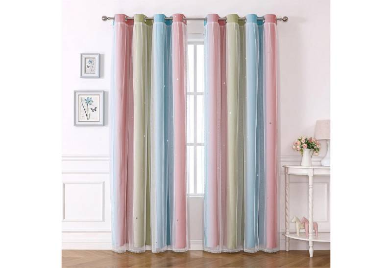 Coonoor Verdunkelungsvorhang Glänzend Sterne Vorhänge, 2er Set Doppellagiger Verdunkelungsvorhänge von Coonoor