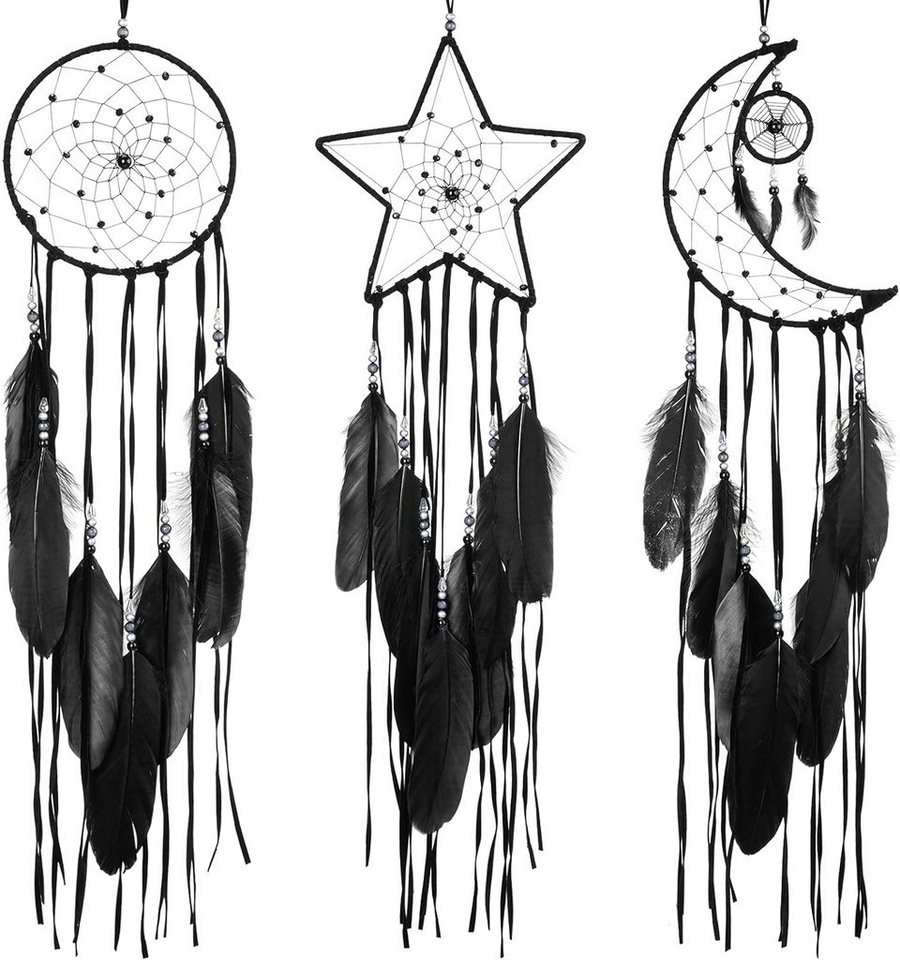 Coonoor Dekohänger 3 Stück Traumfänger Mond Sonne Stern Design,Makramee-Wandbehang von Coonoor