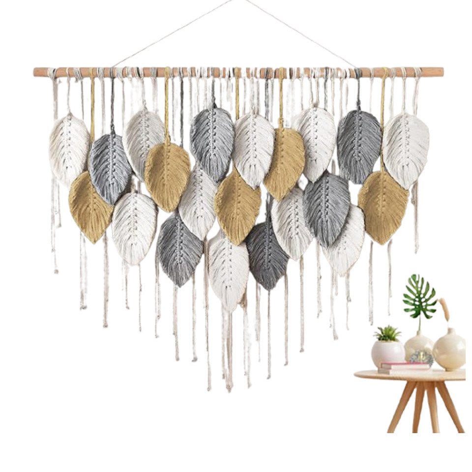 Coonoor Wanddekoobjekt Großer Makramee-Wandbehang, Boho-Blätter, Makramee-Wandteppich, Wanddekoration, handgefertigt, gewebt, zum Aufhängen Coonoor Wanddekoobjekt Großer Makramee-Wandbehang, Boho-Blätter, Makramee-Wandteppich, Wanddekoration, handgefertigt, gewebt, zum Aufhängen von Coonoor