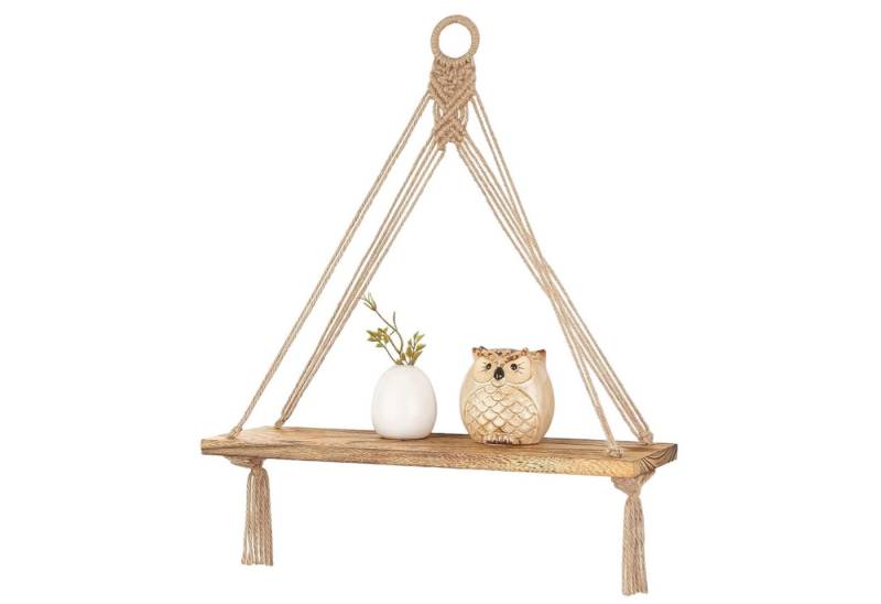 Coonoor Wanddekoobjekt Wandregal, Boho Makramee Holzregal Wandbehang, Handgewebt Wanddeko (1/2 st, 1 St., für Wohnzimmer, Schlafzimmer und Badezimmer Wanddeko) von Coonoor