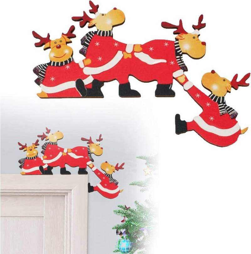 Coonoor Weihnachtsmann Weihnachtsdekorationen Home Decor Holz Rahmen Ecke Dekoration, für Wände Türen und Fenster Weihnachtsecktürrahmen Deko von Coonoor