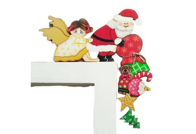 Coonoor Weihnachtsmann Weihnachtsdekorationen Home Decor Holz Rahmen Ecke Dekoration, für Wände Türen und Fenster Weihnachtsecktürrahmen Deko von Coonoor