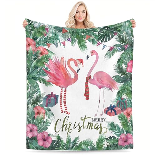 Coonoor Weihnachten Kuscheldecke - Flauschige und weiche Fleecedecke für Bett und Couch, 125 x 150 cm Flamingo-Muster von Coonoor
